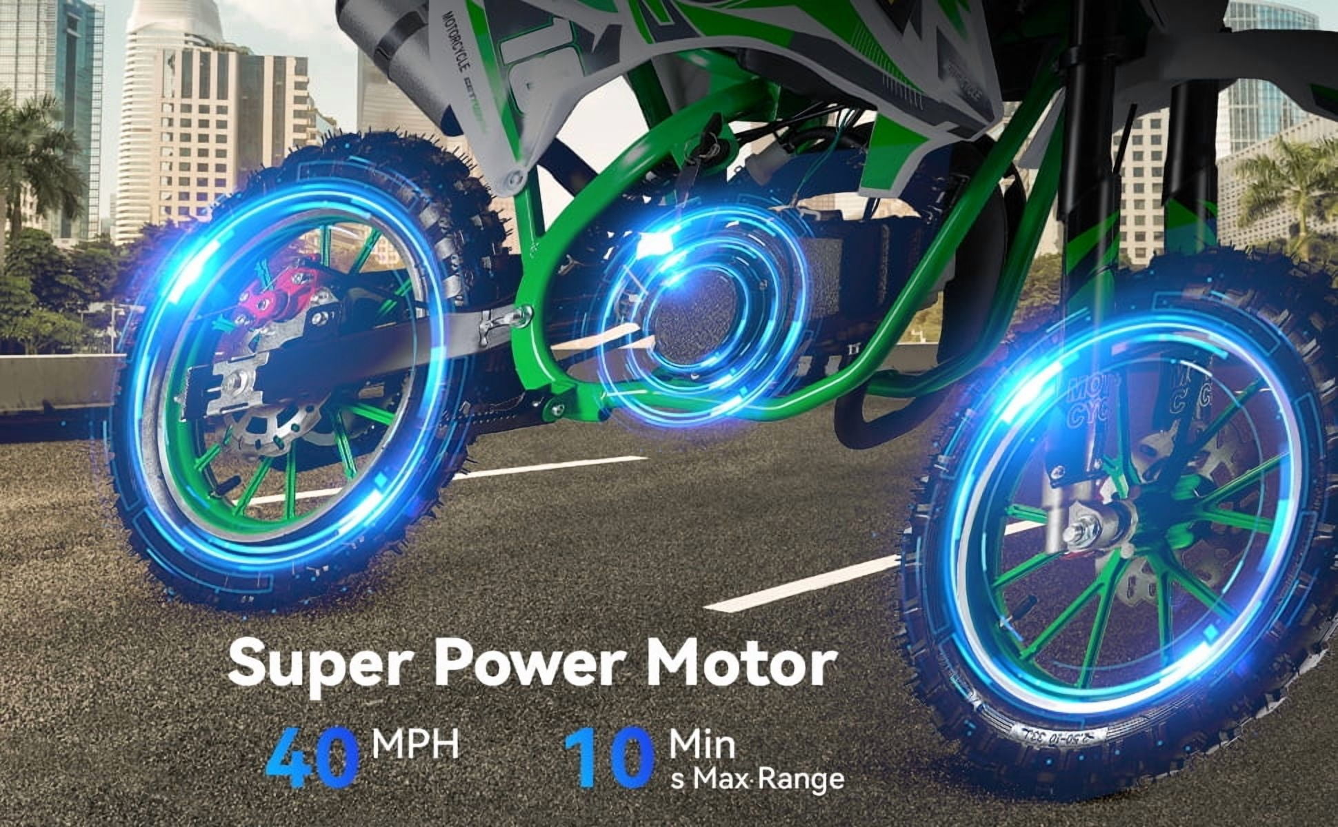 Korogimeeet Gas Powered Green Mini Dirt Bike 49cc 2-Stroke, 10 Inch Tires, Front Rear Disc Brakes, Full-Circle Crankshaft Engine, Smooth Acceleration, 47 x 28 Inch