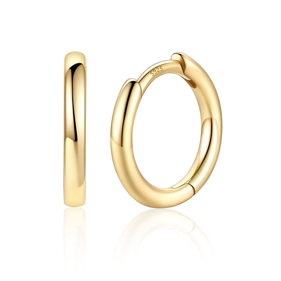 Silvora 14K Gold Plated Huggie Hoop Earrings for Women Tiny Hoop Earrings, Hypoallergenic Cartilage Earrings Jewelry Gifts for Daughter Graduation 8mm