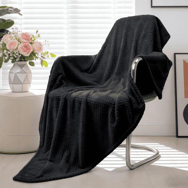 Cobija, Cobija Suave de Jacquard de 260GSM para Sofá, Mantas de Tamaño Individual con Tejido de Waffle Peludo para Decoración Del Hogar, Mantas Ligeras y Cálidas para Cama, Sofá, Oficina y Viajes, Ne