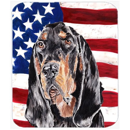 Carolines Treasures Coonhound Black and Tan USA American Flag Glass Cutting Board Large Size