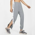 thumbnail image 2 of Womens Snap Button Pants Solid High Waist Tapered leg Trousers Loose Workout Sweatpants Sports Athletic Women's Pants A-Grey L, 2 of 9