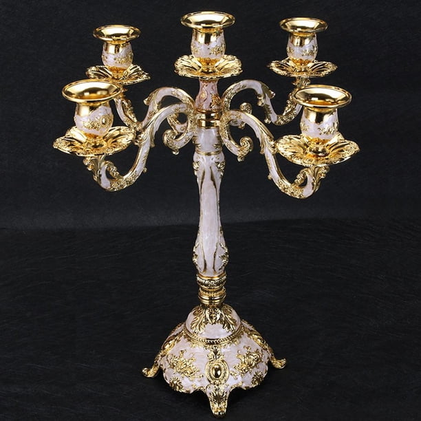 Candelabro Colco 5 brazos Retro Candelabro Romántico para Navidad de Cumpleaños Luz de comedor Candelero Pilar