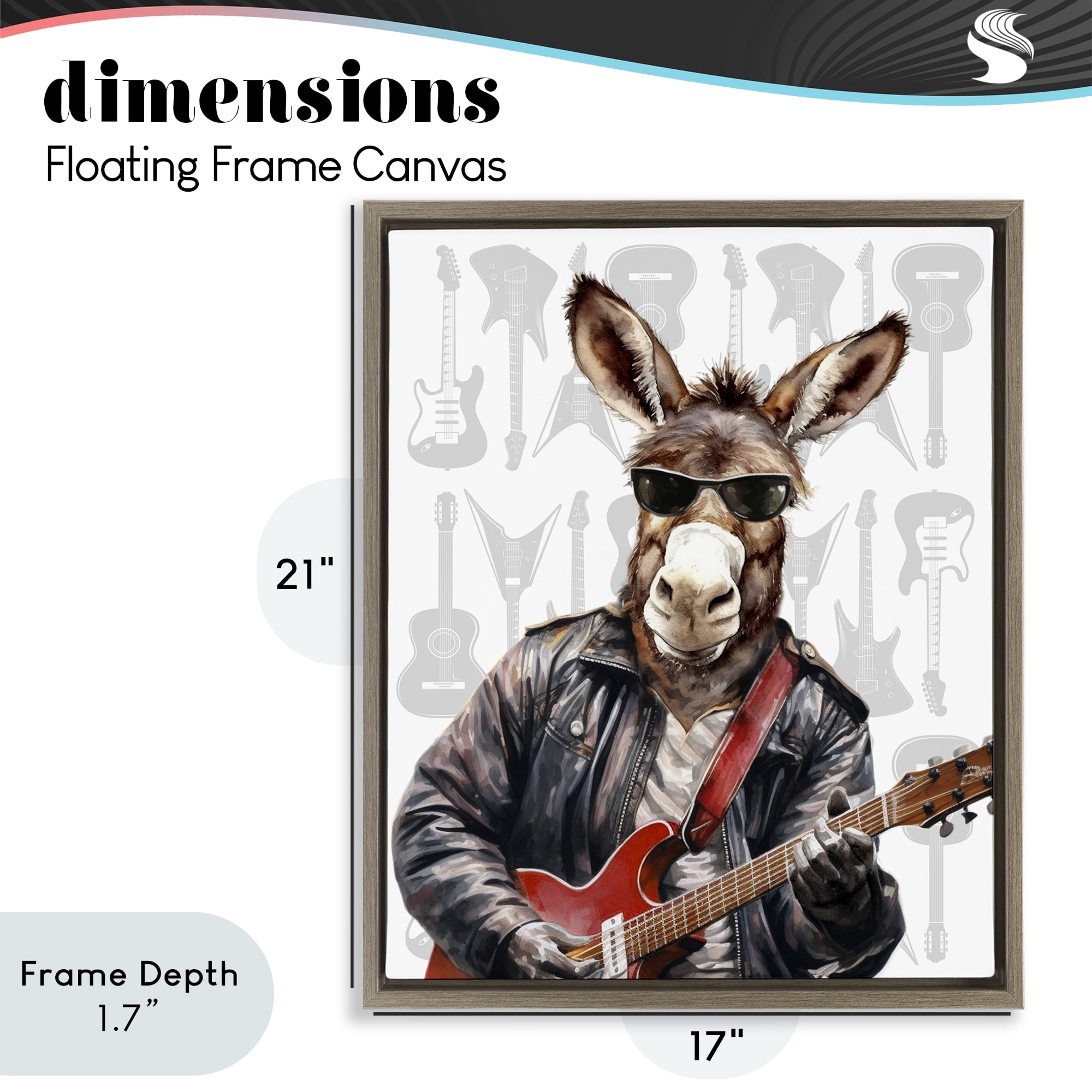 Stupell Industries Performing Musician Donkey Brown Framed Floater Canvas Wall Art, design by CAD Designs