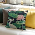 thumbnail image 3 of BANET Throw Pillow Cover Pink and Lotus Flowers Leaves Pillowcase Home Decorative Square Pillow Case 12x12in, 3 of 5