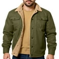thumbnail image 2 of dGslk Mens Winter Sherpa Lined Jacket Thick Warm Fleece Casual Outdoor Button Down Coat with Pockets for Cold Weather Army Green L, 2 of 2