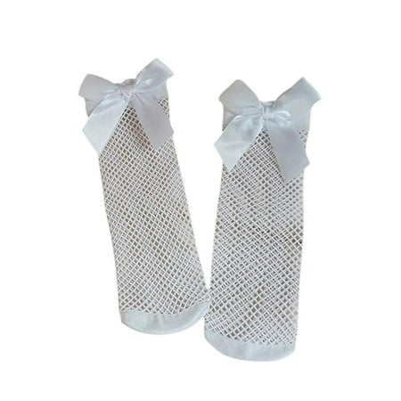 

Toddler Girls Medium Length Socks Hollow Out Solid Medium Tube Socks Simple Design Elastic Socks