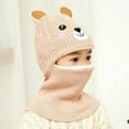 thumbnail image 3 of Generic Clearance Children's Breathable Cap Toddler Winter Hat Baby Warm Hat Lined Girls Boys Kids Cartoon Bear Ears Winter Hat Scarf Earflap Hood Skullss Caps (,Beige), 3 of 4