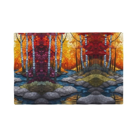 

Placemats Set of 6 Tiffany Style Autumn Forest Place mats for Dining Table Indoor/Outdoor Cute Heat Resistant Washable Table Mats(18 x 12 )
