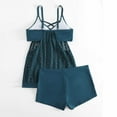 thumbnail image 5 of Wyobmus Womens Plus Size Swimsuits Modest 2 Piece Bathing Suits Lace Eyelet Criss Cross Tankini Tops With Boyshorts C-Blue, 5 of 6