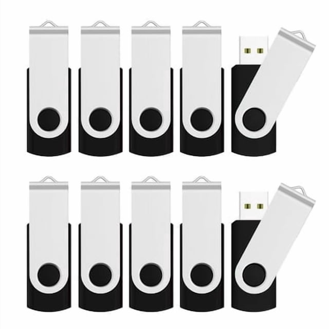 Juanwe 50 Pack 8Gb Usb Flash Drive Usb 2.0 Thumb Drives Jump Drive Fold Storage Memory Stick Swivel Design - Black