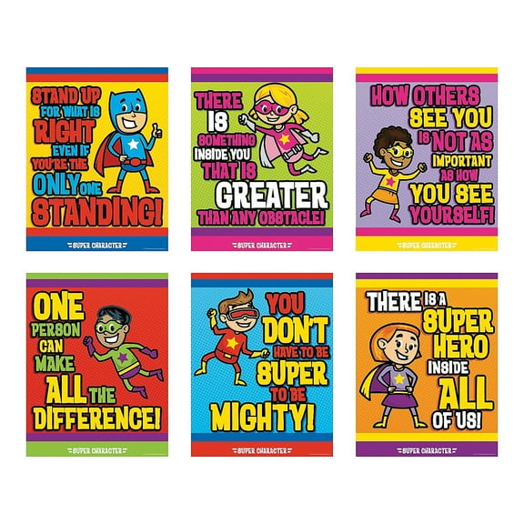 Superhero Character Poster Set - Educational - 6 Pieces