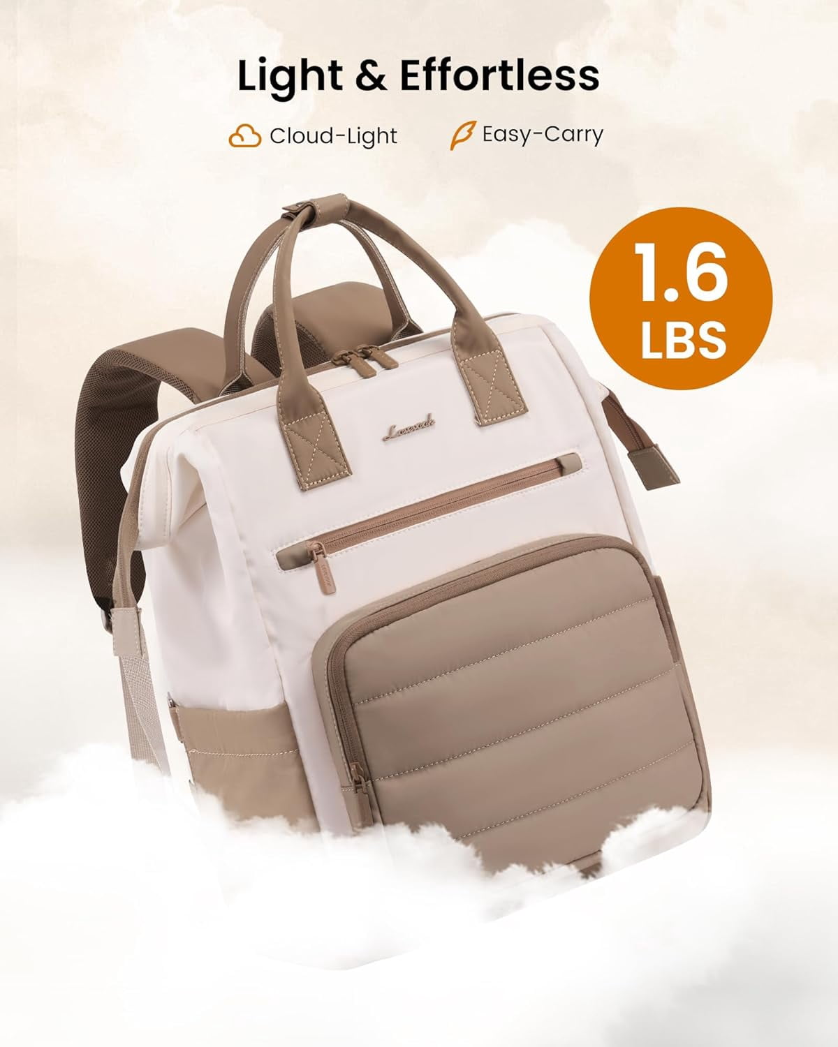 LOVEVOOK Puffer Laptop Backpack for Women, 15.6 Inch Work Backpack Purses for Nurse Teacher College, Personal Item Travel Bag Daypack with Water Holder