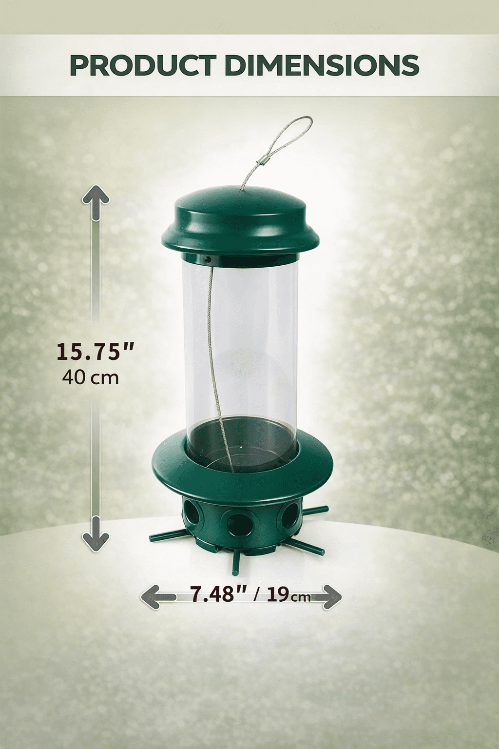 Simple Living Solutions Squirrel Resistant Bird Feeder, 6 lb Capacity, Multi-Port Hanging Feeder for Outdoor Wild Birds, Weather-Resistant
