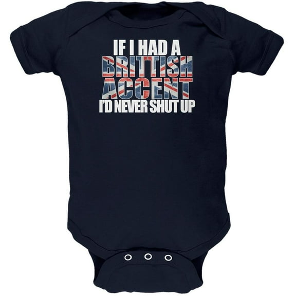British Accent Funny Navy Soft Baby One Piece - 18-24 months