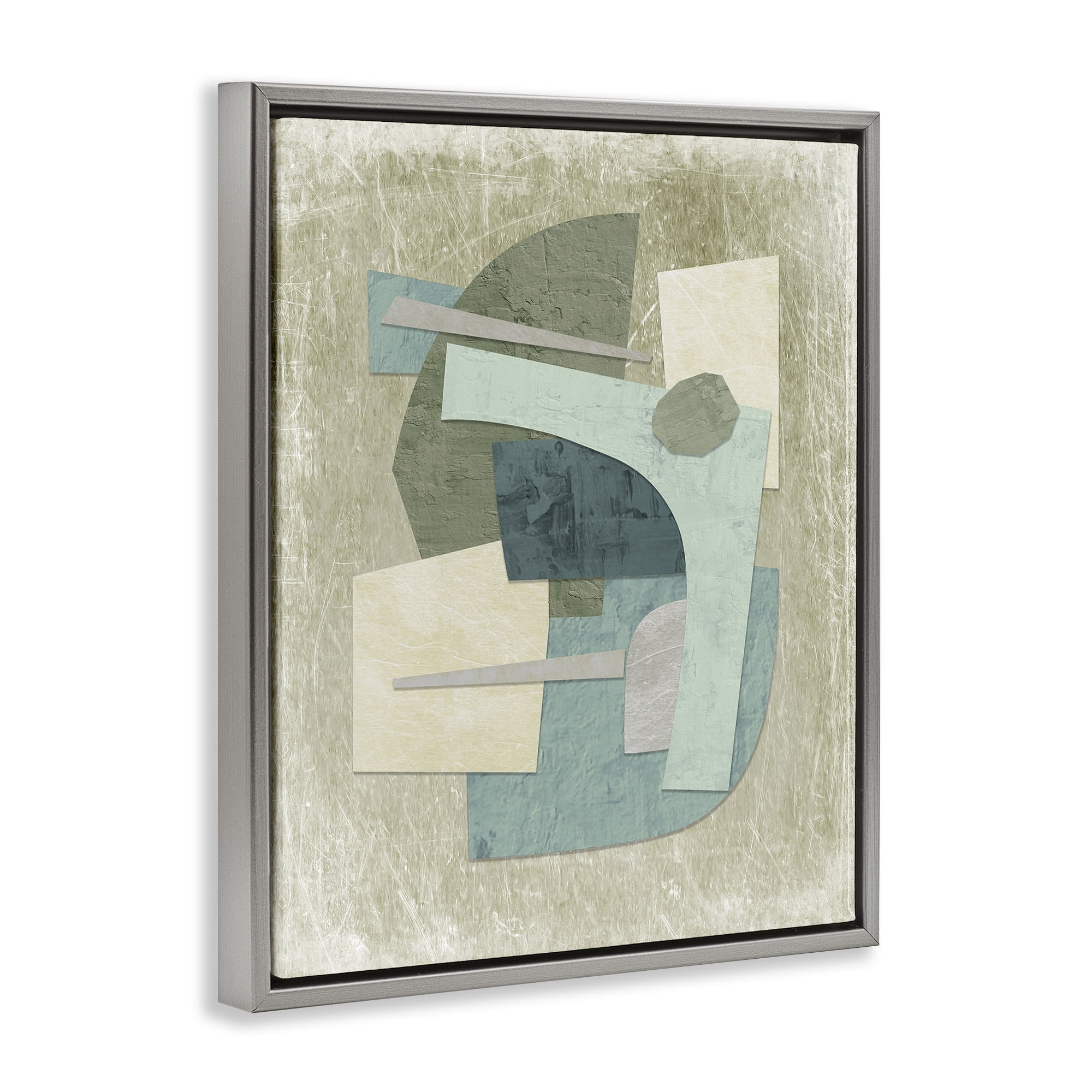 Stupell Industries Layered Neutral Arrangement Abstract Painting Gray Floater Framed Canvas Art Print Wall Art, 25 x 31
