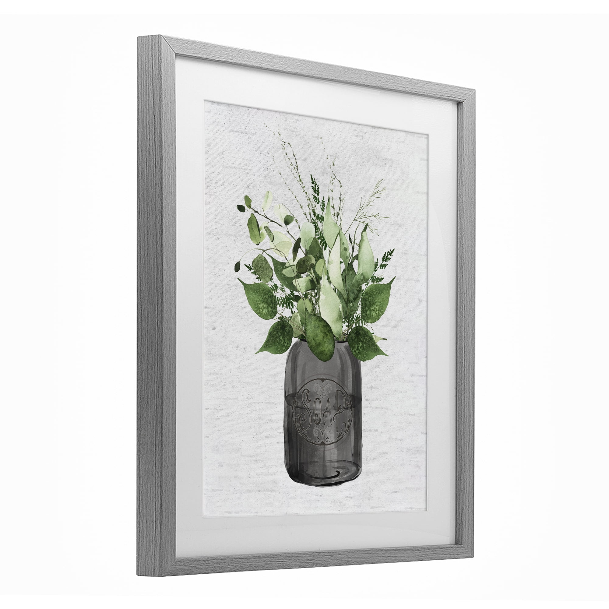 Vintage Soap Jar Herbs Gray Framed Print Under Glass, design by Lettered and Lined