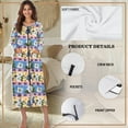 thumbnail image 5 of FKELYI Women Zip Up Robe Nightgowns Comfy House Coats Full Length Breathable Sleepwear House Dress White Floral Turtle Print Long Sleeve Bathrobe with 2 Pockets, S, 5 of 6
