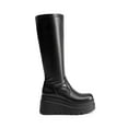thumbnail image 2 of Dream Pairs Women's Wedge Platform Chunky Heel Knee High Boots: Round Toe, Side Zipper Fashion Long Tall Sock Punk Goth Style, 2 of 8