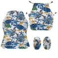 thumbnail image 4 of SCRAWLGOD Sea Turtle Starfish Print Blue White Print Gaming Chair Slipcover, 4 Pieces Stretchable Rotating Chair Slipcovers with Armrest Cover Dustproof Reclining Gaming Seat Covers with Zipper, 4 of 7