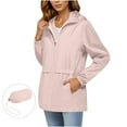 thumbnail image 2 of BRGZLK Rainproof Jacket For Women Waterproof Lightweight Zipper Coat Long Sleeve Hooded Jacket Windbreaker Raincoat with Pocket Includes Storage Bag Pink S, 2 of 5