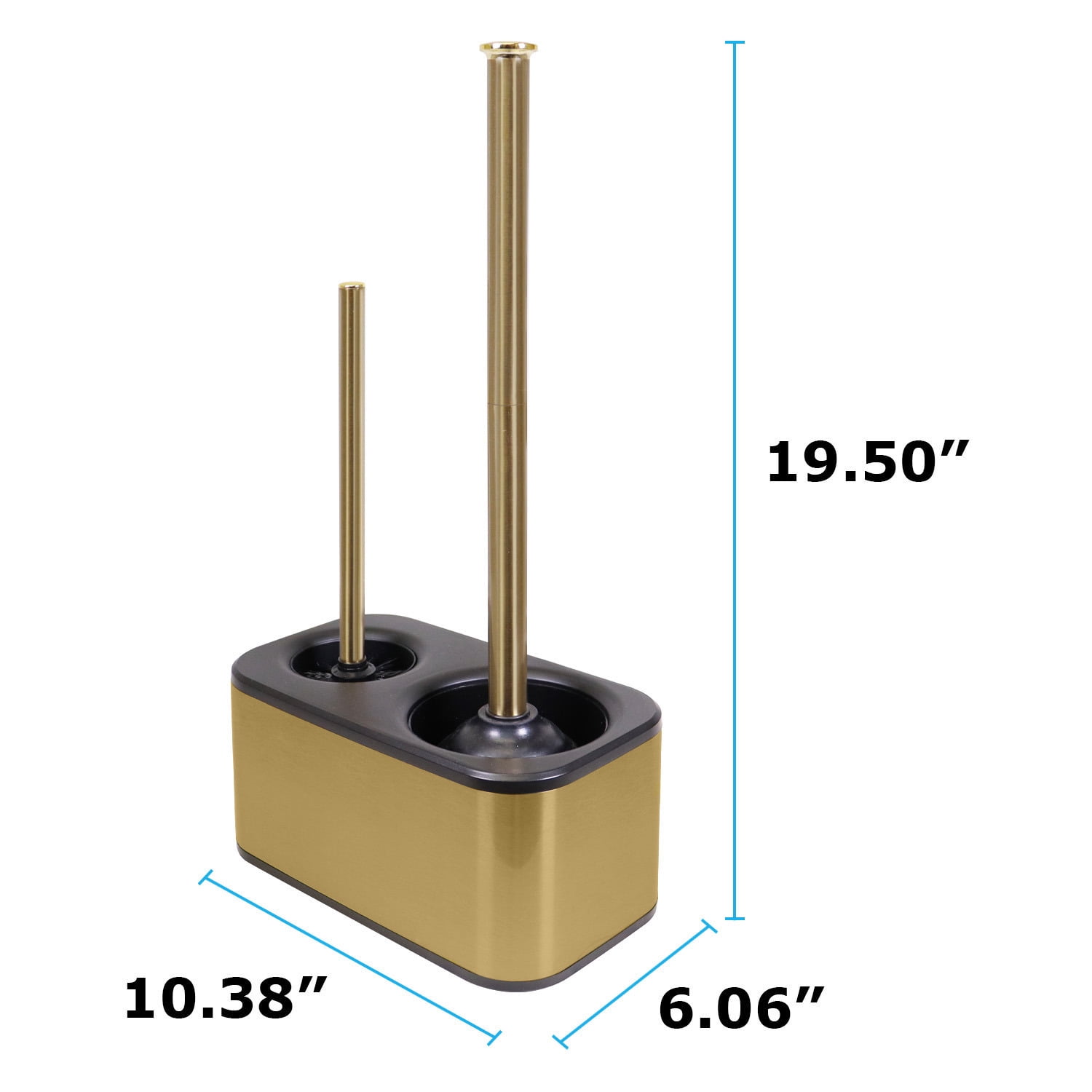modern sleek toilet bowl brush and Toilet plunger combo - Gold