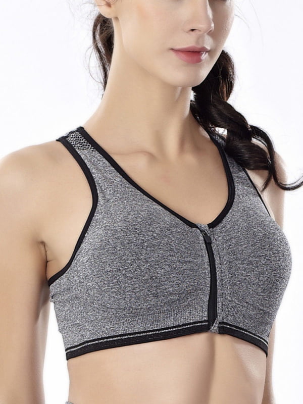 Details about   Women Zip Front Sport Bra Padded Seamless No Bounce Support Yoga Fitness Running 