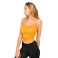 thumbnail image 4 of Women's V Neck Sleeveless Lace Rib Seamless Cami Tank Top T1392 - Mustard - Large, 4 of 6