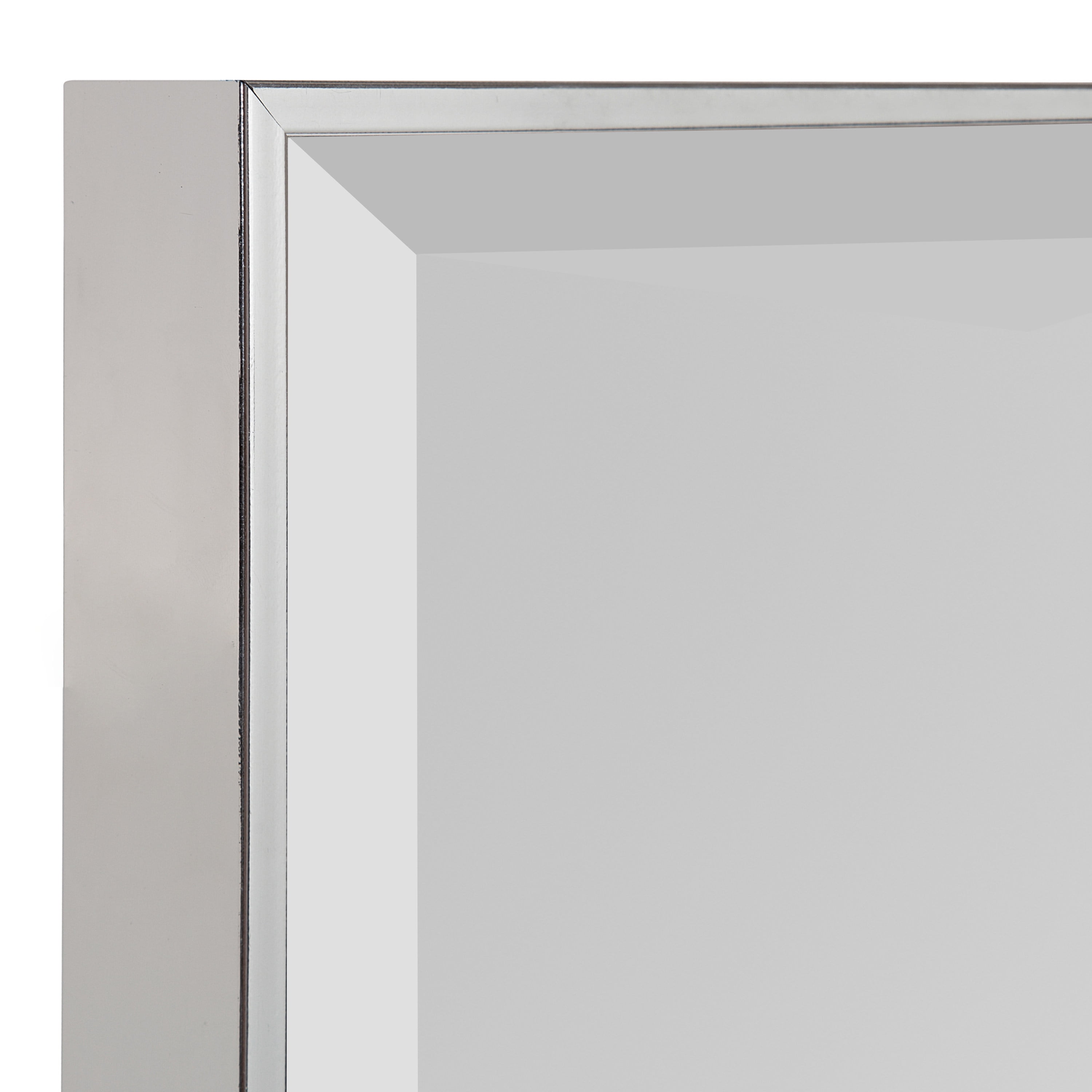 Kate and Laurel Rhodes Large Framed Decorative Rectangle Wall Mirror, 22.75x28.75 Chrome Silver