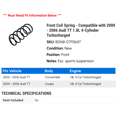 thumbnail image 2 of Front Coil Spring - Compatible with 2000 - 2006 Audi TT 1.8L 4-Cylinder Turbocharged 2001 2002 2003 2004 2005, 2 of 2
