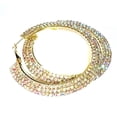 thumbnail image 2 of Rhinestone Hoop Earrings Iridescent Crystal Gold Tone 2.5 inch Hoops Large, 2 of 4