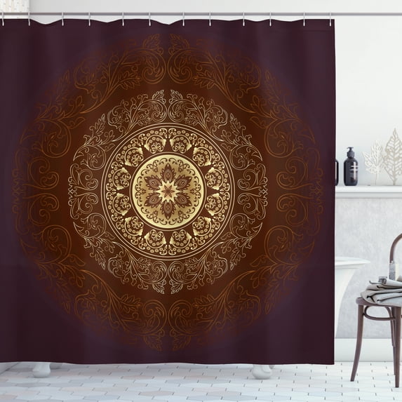 Ambesonne Mandala Shower Curtain, Spiritiual Culture, 69"Wx75"L, Chestnut Brown Yellow