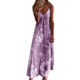 thumbnail image 1 of Robe Maxi Longue Grande Taille pour Femmes à Bretelles Spaghetti, Robe Dégradée Décontractée à Col en V pour la Plage, les Vacances et les Fêtes, Robe Évasée, Robe d'Été, 1 of 3