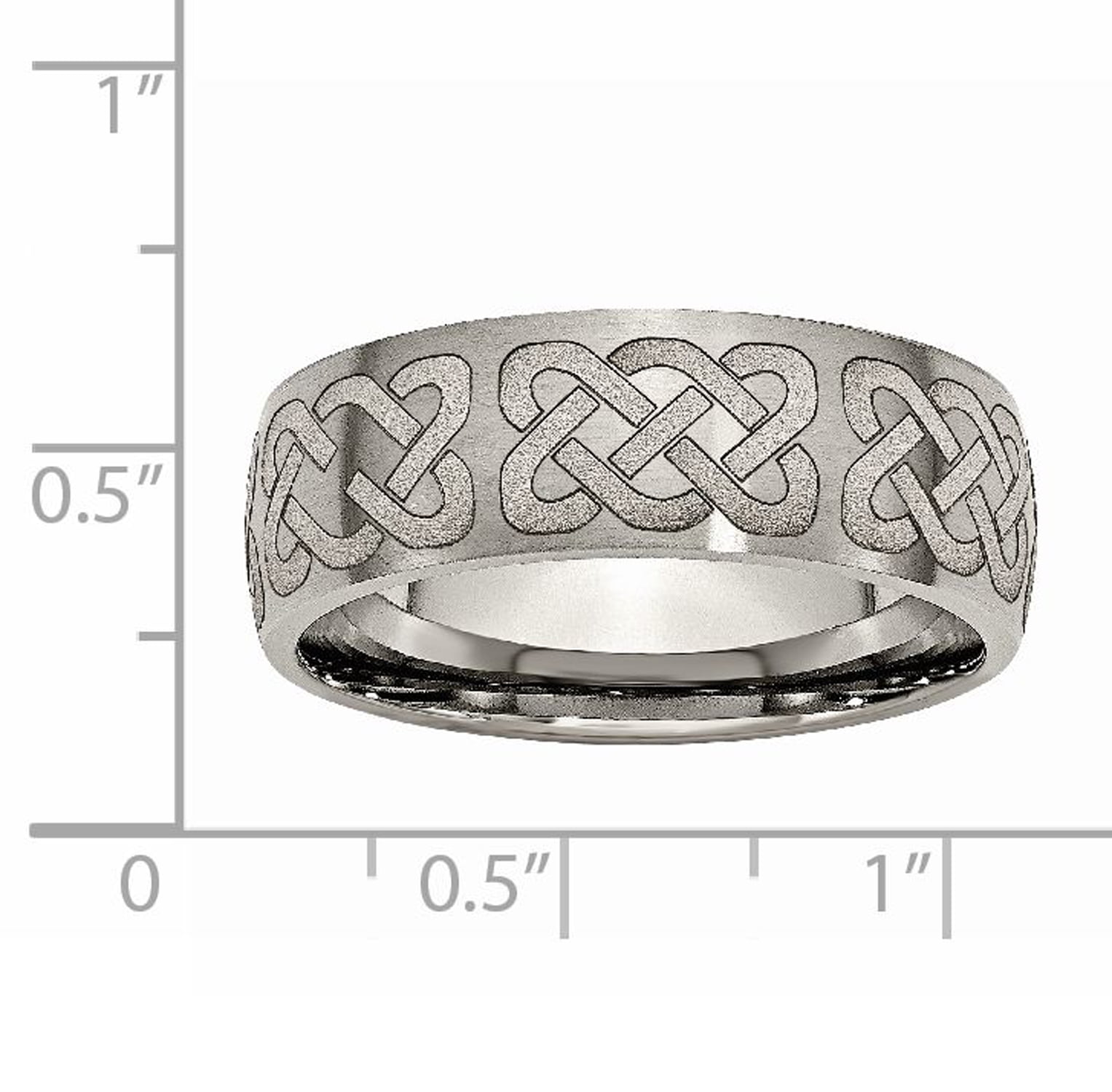 Wedding Bands Other Themed Bands Titanium Flat 8mm Laser Design Brushed Band Size 7