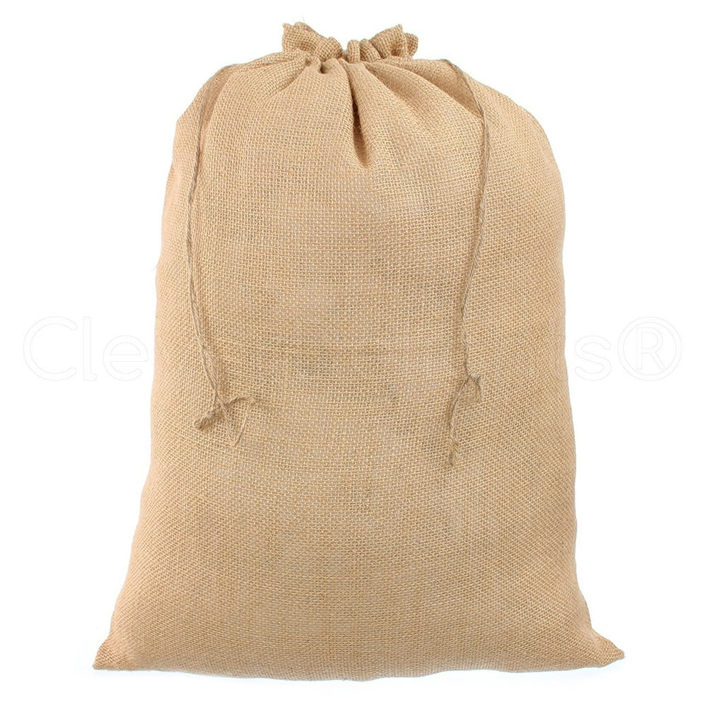 CleverDelights 18" x 24" Burlap Bag with Natural Jute Drawstring