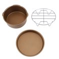 thumbnail image 1 of 8''3 in 1 Multifunctional Air Fryer Accessories Set Bread Shelf Cake Barrel Pizza Pan(Golden), 1 of 8