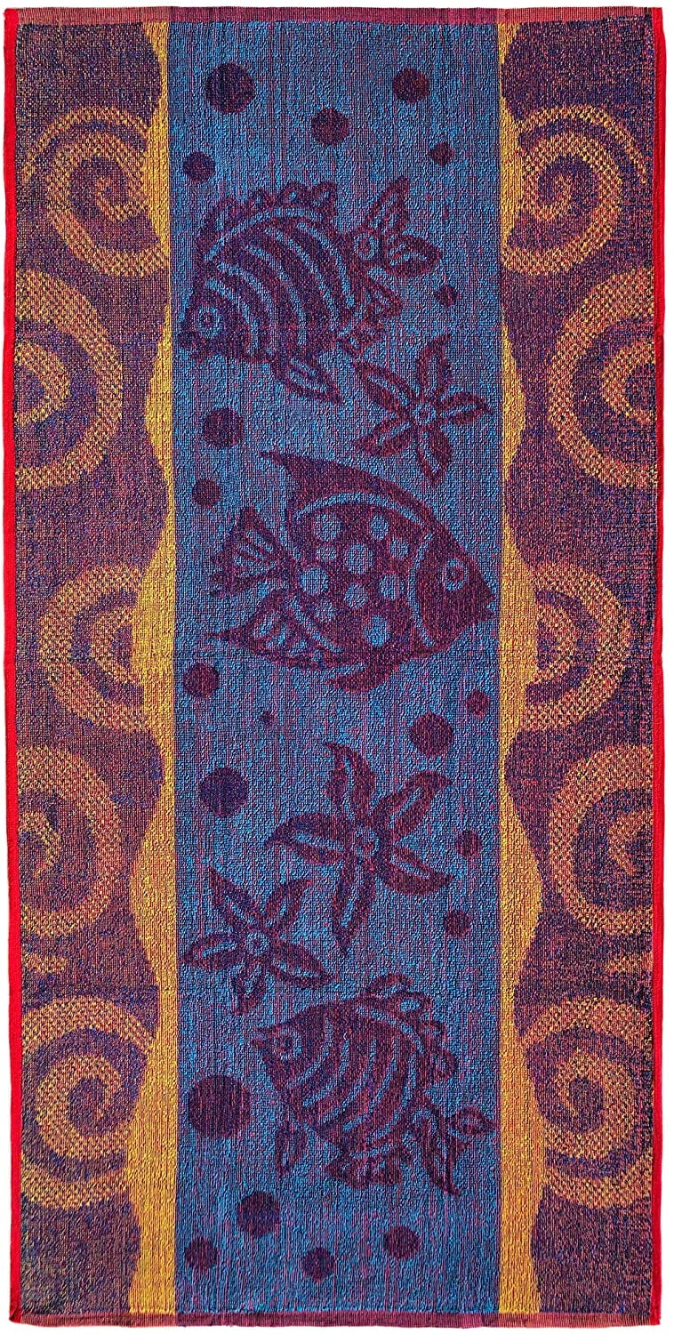 Ipanema Terry Jacquard Travel Beach Towel 30 x 60 inch - 6 PACK - Assorted Designs- Dolphin - Seashells - Fishes - Sailing 100% Cotton