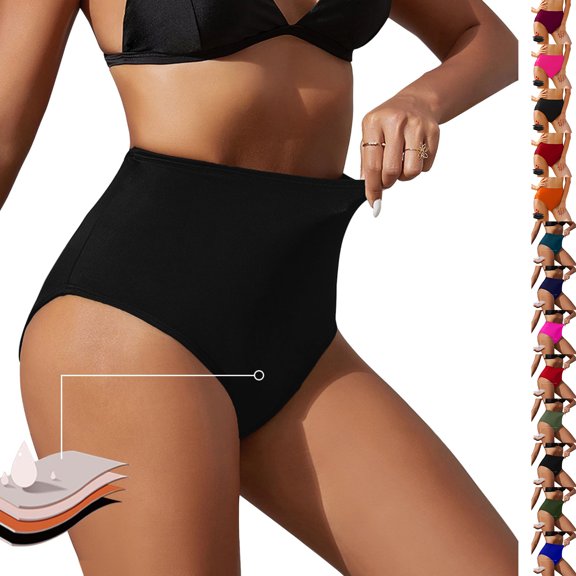 XINXIAOO Bikini Bottoms for Women Mid Waist Basic Bathing Swimsuit Solid Color Swim Briefs, Size XL