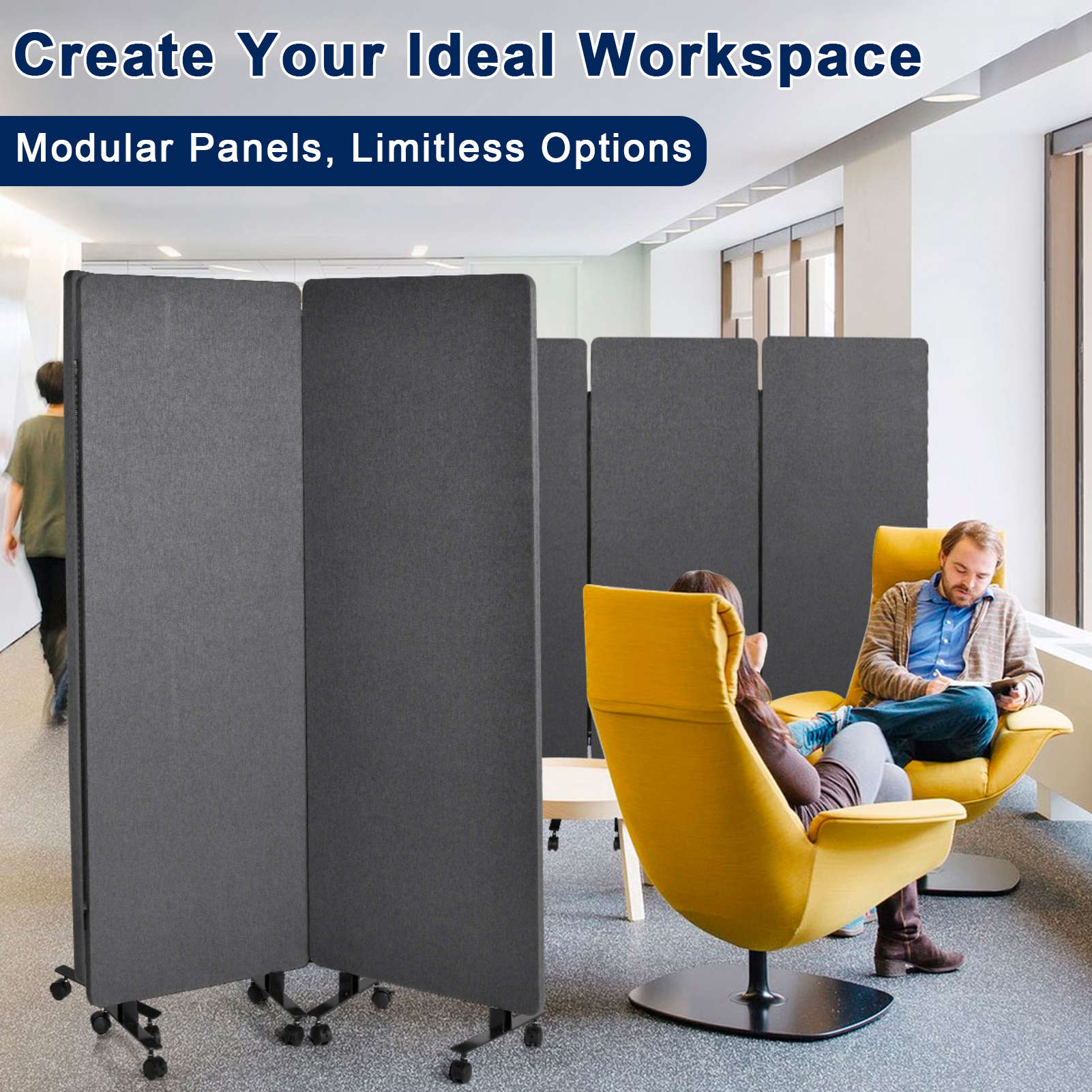 Sound Proof Dividers Wall Divider with Wheels Portable Room Separators Freestanding Sound Dampening Acoustic Wall Partition for Home