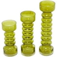 thumbnail image 6 of DecMode 3 Candle Green Glass Bubble Pillar Candle Holder, Set of 3, 6 of 7