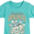thumbnail image 3 of Marvel Captain America - Retro Stars and Stripes - Toddler and Youth Girls Fitted Short Sleeve Graphic T-shirt, 3 of 5