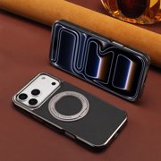 Magnetic for iPhone 13 Pro Premium PU Leather Case, Classic Invisible Ring Holder Stand [Compatible with MagSafe] Ultra Slim Kickstand Shockproof Drop Protective Phone Case Cover, Black