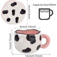 thumbnail image 2 of Cow Mug, Ceramic Coffee Mug with Saucer Set, Cute Cup Unique Irregular Design for Office , 10oz/300ml (Small Cow), 2 of 5
