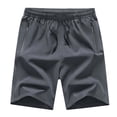 thumbnail image 7 of Ohufall Men's Shorts Zipper Pocket Drawstring Solid Color Shorts Elastic Waist Running Sport Casual Short Pants, 7 of 7