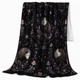 thumbnail image 2 of Gothic Opossums In Botanical Frames for Gothic Animal Enthusiasts, Gothic Botanical Animal Illustration Home Decor for Living Room and Bedroom, Halloween Gift with Cozy Flannel Blanket, 2 of 7