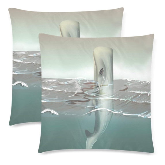 ARTJIA Whale Pillow Covers Pillow Cases Two Sides Printing 18x18 inches ,Set of 2