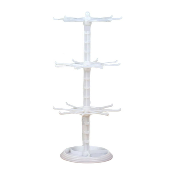 Exhibidor de llaveros, soporte para joyas, soporte de 3 niveles para armar mismo, elegante, para pulseras y otros accesorios, ideal para un escrit Blanco