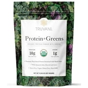 Truvani Protein + Greens Supplement | Spinach, Kale & Broccoli | 10g Organic Plant Based Protein | 20 Servings | USDA Organic | Gluten & Dairy Free | Vegan | No Added Sugar