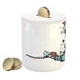 thumbnail image 2 of Anchor Piggy Bank, Romantic Boho Design Sketch of an Old Anchor with Roses Black Ink Style, Ceramic Coin Bank Money Box for Cash Saving, 3.6" X 3.2", Pale Blue Pale Coral, by Ambesonne, 2 of 4
