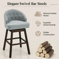 thumbnail image 5 of Costway Set of 2 Swivel Bar Stools Tufted Bar Height Pub Chairs with Rubber Wood Legs Grey, 5 of 9
