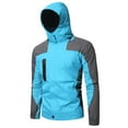 thumbnail image 4 of Fesfesfes Unisex Casual Windproof Jacket Waterproof Patchwork Hooded Jacket Zipper Hiking Ski Winter Pocket Jacket Coats Sale Items, 4 of 5